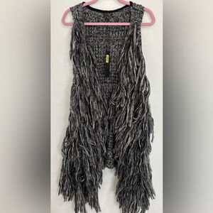 Copper Key Boho Fringe Open Cardigan Vest Sz S/M NWT